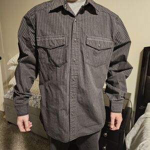 Harley-Davidson Black Striped Button-Up Shirt